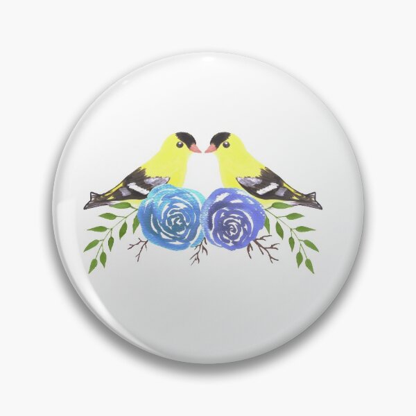 Item preview, American goldfinch couples on rose twigs designed and sold by Shawlin Islam.