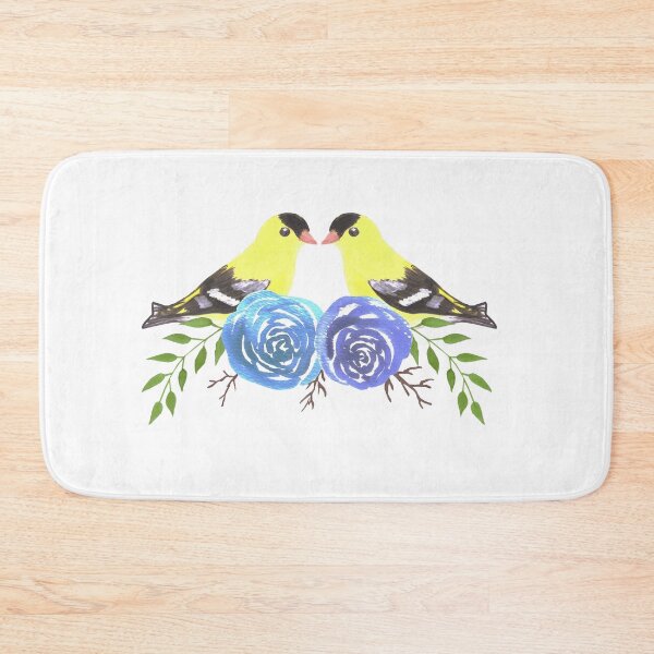 Item preview, American goldfinch couples on rose twigs designed and sold by Shawlin Islam.