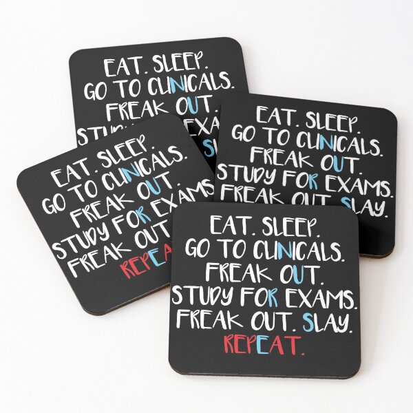 Item preview, funny nursing student memes Eat Sleep Go To Clinicals With white typography text  designed and sold by Mouatassem Zoui.