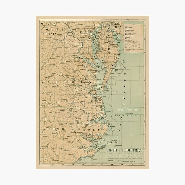 Item preview, Vintage Outer Banks & Chesapeake Bay Lighthouse Map  designed and sold by BravuraMedia.