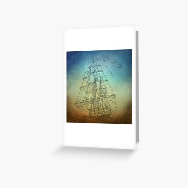 ship at sea, sailing ship Greeting Card