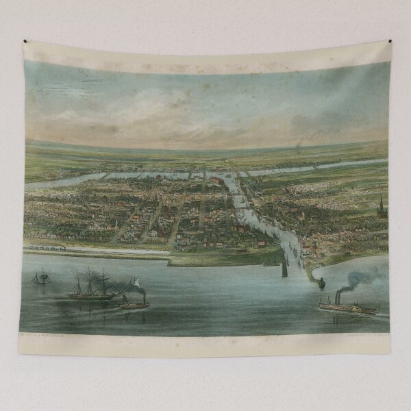 Item preview, Vintage Pictorial Map of Chicago IL (1856) designed and sold by BravuraMedia.