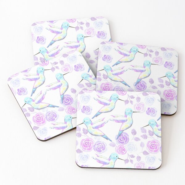 Item preview, Hummingbirds and lilac roses- birds and roses seamless watercolor birds painting  designed and sold by Shawlin Islam.