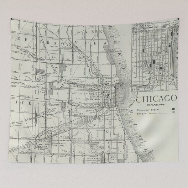 Item preview, Vintage Chicago IL Map (1889) designed and sold by BravuraMedia.