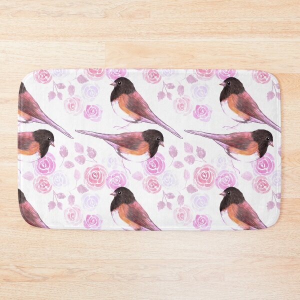 Item preview, Dark eyed Juncos and pink roses bird seamless watercolor birds painting  designed and sold by Shawlin Islam.