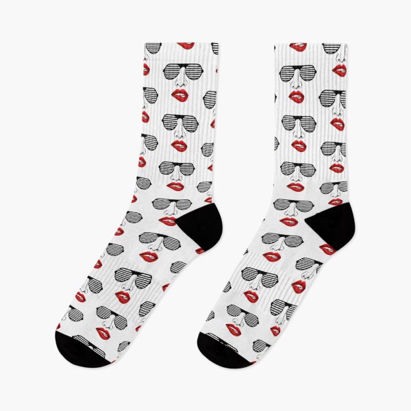 Item preview, Face with Black Stripe Sunshade Biting Red Lips designed and sold by FortuneTee.