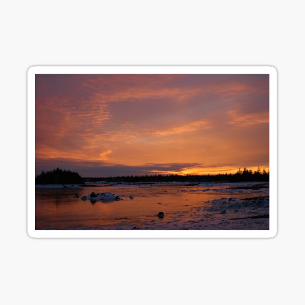 Fiery Light on an Icy Shore Sticker