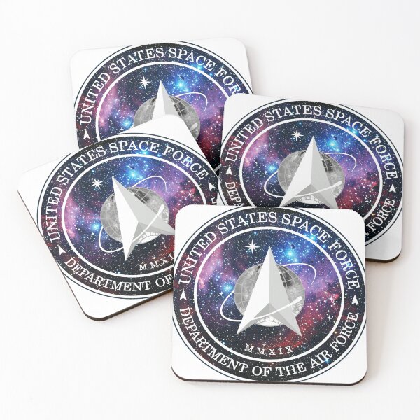 Item preview, US Space Force Official Logo Design - Running Chicken Nebula Galactic Universal Stars Print designed and sold by FreakyFresh.