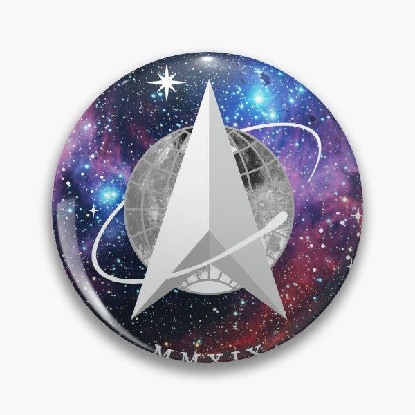 Item preview, US Space Force Official Logo Design - Running Chicken Nebula Galactic Universal Stars Print designed and sold by FreakyFresh.