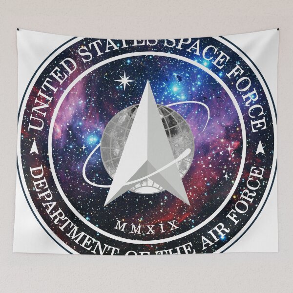 Item preview, US Space Force Official Logo Design - Running Chicken Nebula Galactic Universal Stars Print designed and sold by FreakyFresh.