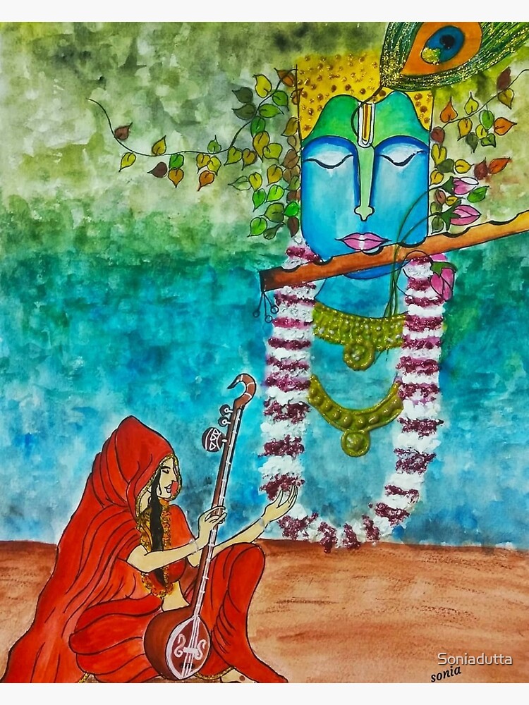 Lord Krishna With Mira Bai Acrylic Painting With Clay Work - Etsy
