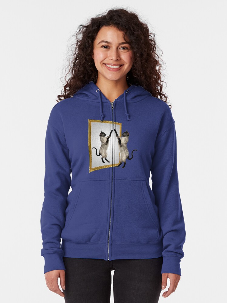 "Cute Siamese Cat In Mirror" Zipped Hoodie by SmilinEyes Redbubble