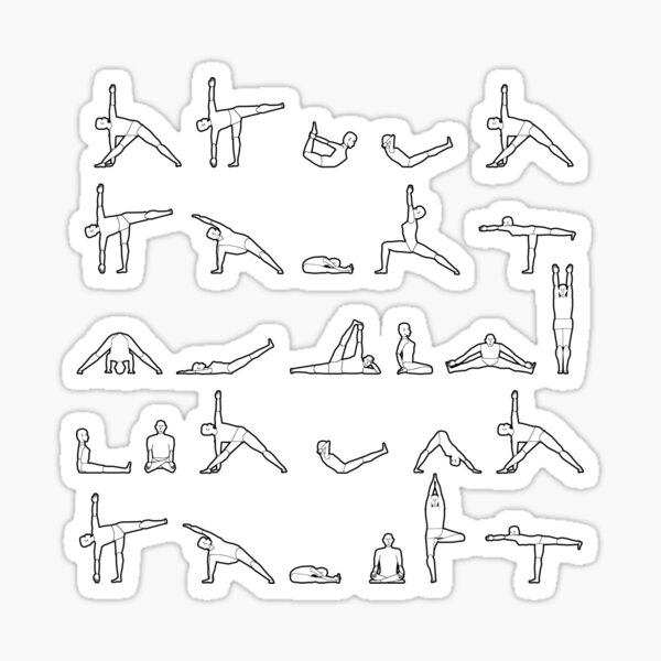 "Fun Yoga Stretches Collage" Sticker by Leeloks Redbubble