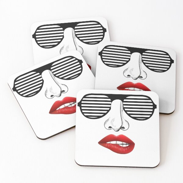 Item preview, Face with Black Stripe Sunshade Biting Red Lips designed and sold by FortuneTee.