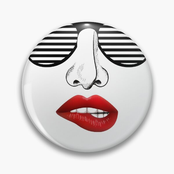Item preview, Face with Black Stripe Sunshade Biting Red Lips designed and sold by FortuneTee.