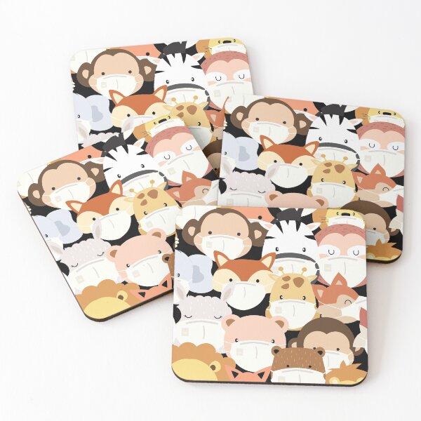 Item preview, Cute Animals Wearing Face Mask  designed and sold by 3bythelake.