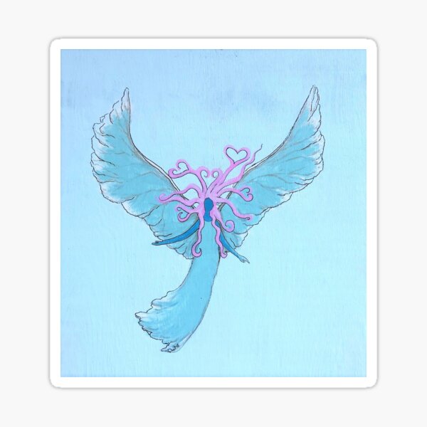 Blue Angel with Heart Hairdo Sticker