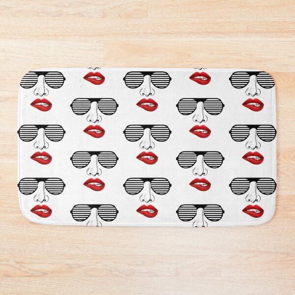 Item preview, Face with Black Stripe Sunshade Biting Red Lips designed and sold by FortuneTee.