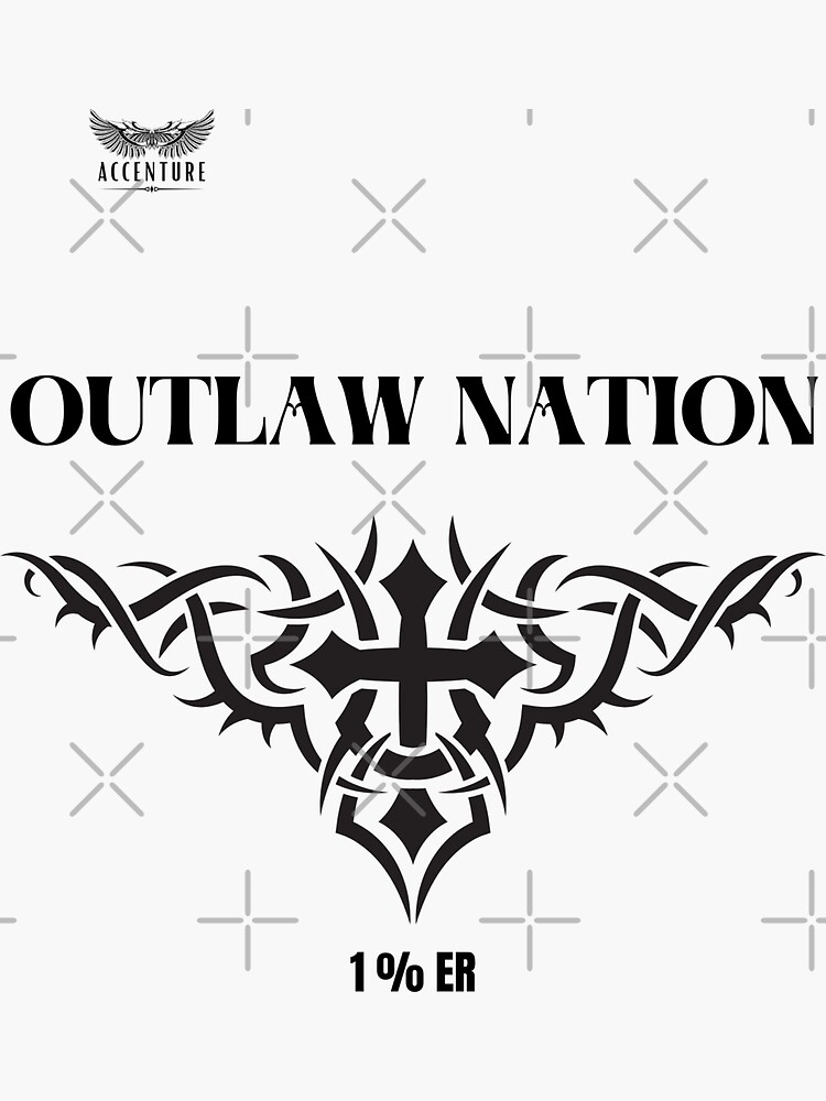 "Outlaw Nation Cross In Thorns Black Biker Or Outlaw " Sticker For Sale ...