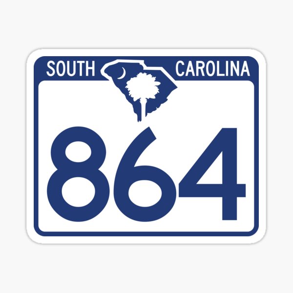South Carolina State Route 864 (Area Code 864) Sticker