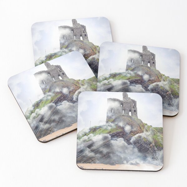 Item preview, Ballybunion castle ruins in foggy mist designed and sold by morrbyte.