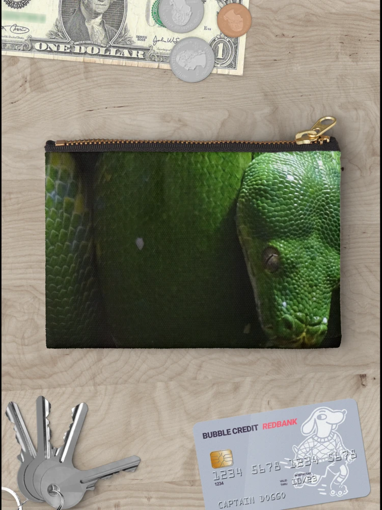 Thumbnail 3 of 4, Zipper Pouch, Green Tree Python designed and sold by Catavan.