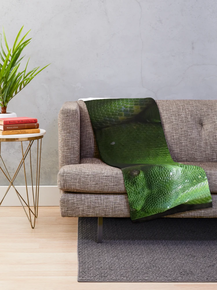 Thumbnail 2 of 6, Throw Blanket, Green Tree Python designed and sold by Catavan.
