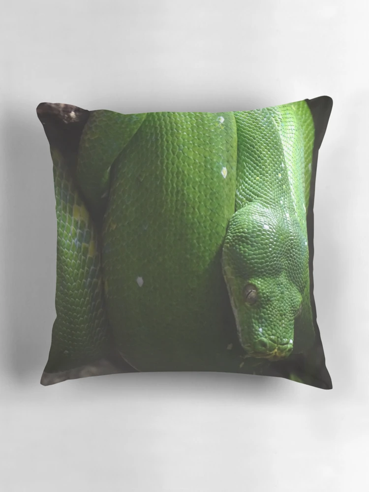 Thumbnail 3 of 4, Pillow, Green Tree Python designed and sold by Catavan.
