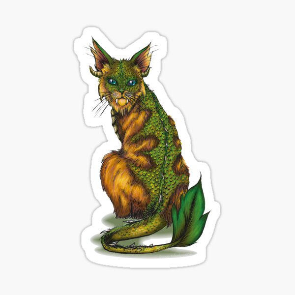 Golden Forest Cat (with white outline) Sticker