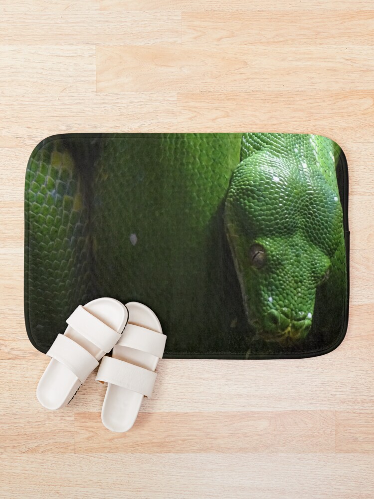 Thumbnail 1 of 6, Bath Mat, Green Tree Python designed and sold by Catavan.