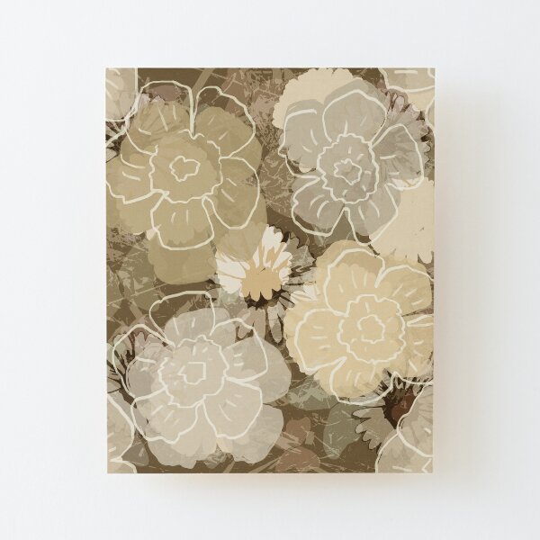 Floral Retro Cream Wood Mounted Print