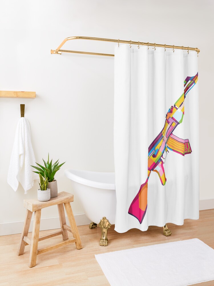 "AK47 Russian Machine Gun" Shower Curtain by lincak Redbubble