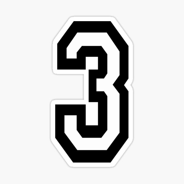 NUMBER 3. TEAM SPORTS, THREE, 3rd, THIRD, Competition, Tri, Triple. Sticker