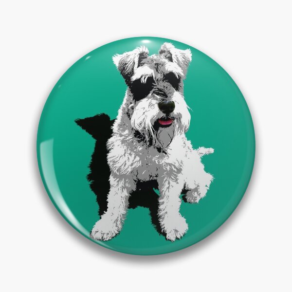 Item preview, Schnauzer dog portrait on green designed and sold by JillBusbyArt.