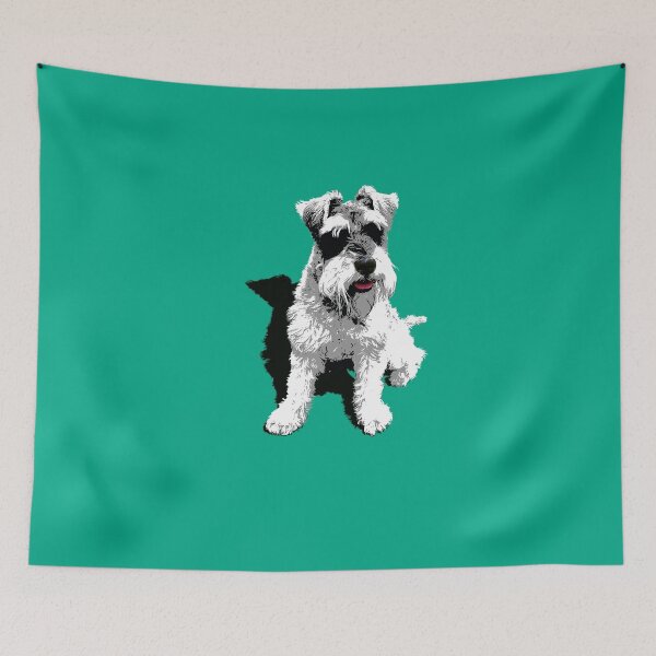 Item preview, Schnauzer dog portrait on green designed and sold by JillBusbyArt.