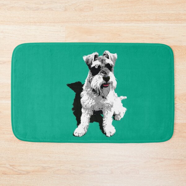 Item preview, Schnauzer dog portrait on green designed and sold by JillBusbyArt.