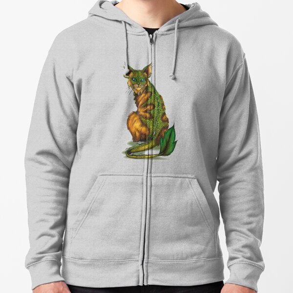 Golden Forest Cat (no outline) Zipped Hoodie