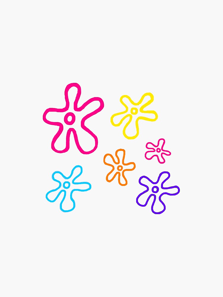 "spongebob flowers sticker pack" Sticker by fatimaburga | Redbubble