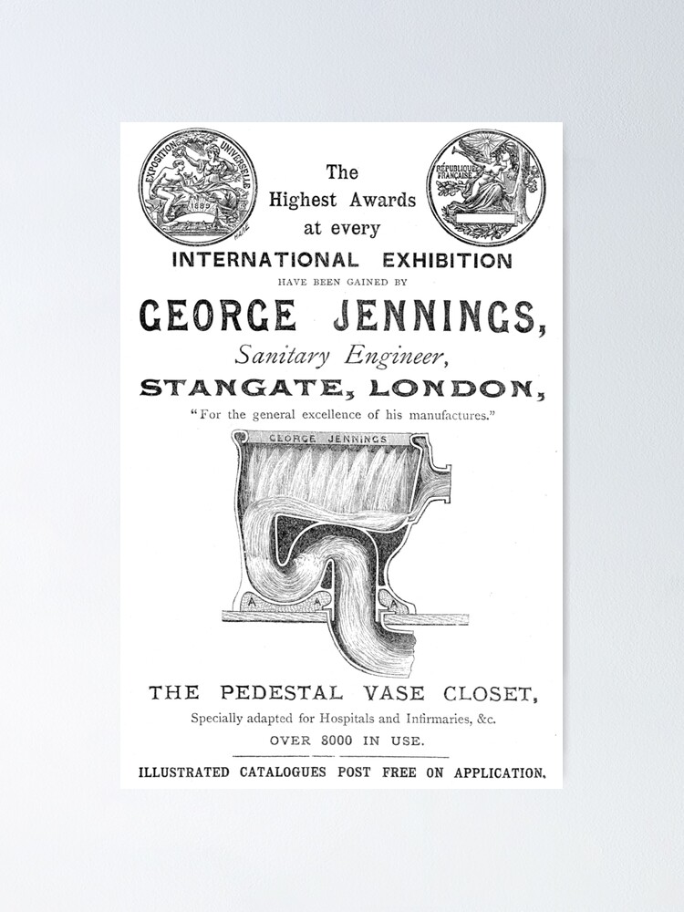 Jennings Sanitary Engineer 1891 Vintage Advert" Poster for