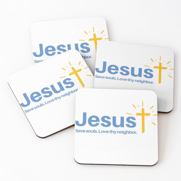 Item preview, Jesus - Save Souls Love thy Neighbor Blue and Yellow designed and sold by palmsandprints2.