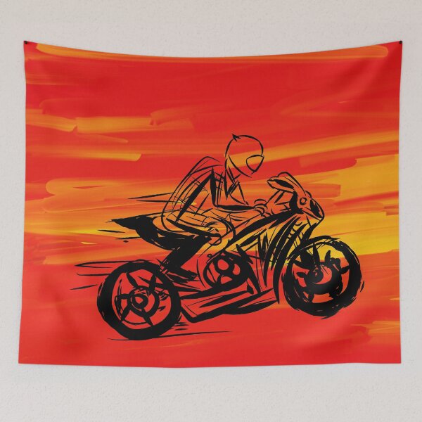 Item preview, sunset and motorbike rider painting | motorbike rider painting| motorbike rider abstract art  designed and sold by KARTICK DUTTA.