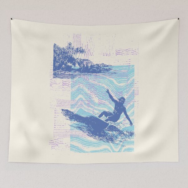 Item preview, Tropical Coast With Palm Trees, Rocks, Surfer designed and sold by JackJumpingsack.