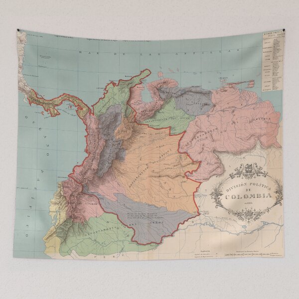 Item preview, Vintage Colombia Map (1890) designed and sold by BravuraMedia.