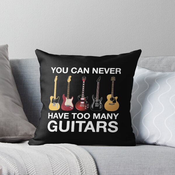 Vista previa del artículo con la obra «Nunca puedes tener demasiadas guitarras», diseñado y vendido por Vanover Designs.