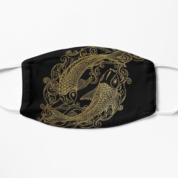 Two Golden Koi Fishes Set Flat Mask