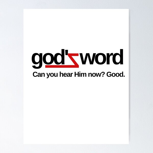 Item preview, God's Word - Can you hear Him now? Black and Red Christian Design designed and sold by palmsandprints2.