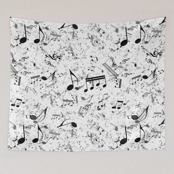 Item preview, Black and White Music Notes Pattern designed and sold by RootSquare.