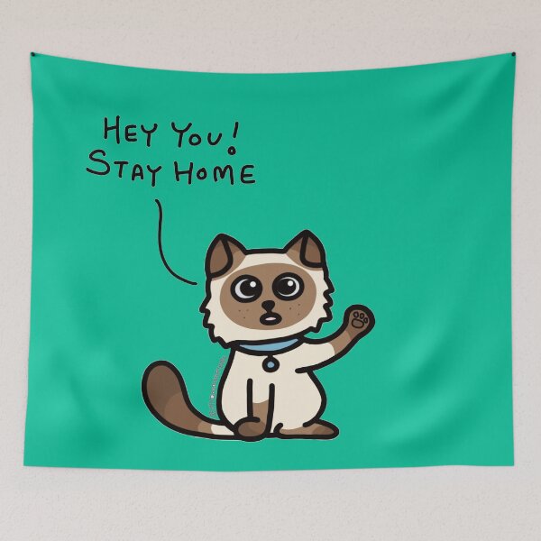 Item preview, Meezer - Birman Cat - Siamese Cat - Himalayan Cat - Stay Home (Green) designed and sold by mydoodlesateme.