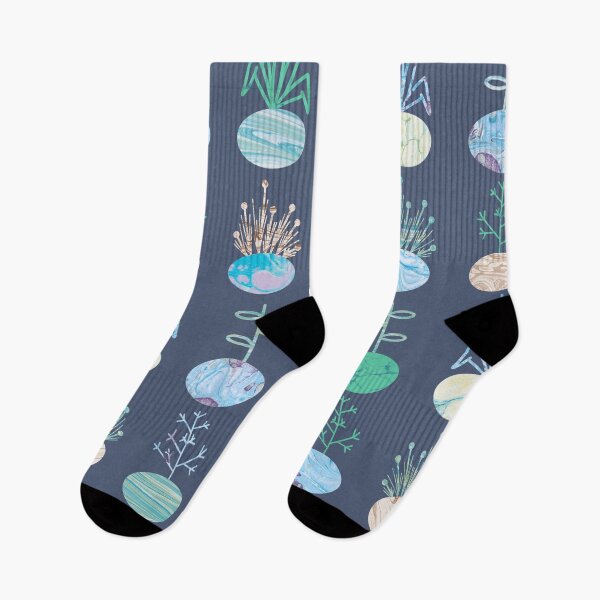 Item preview, Retro Plants Pattern Marbled on Blue designed and sold by MarbleCloud.