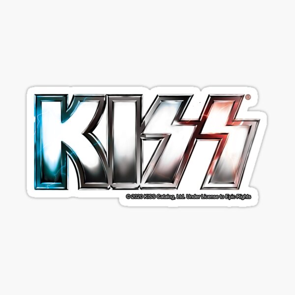 "KISS - Blue and Red Lightning - Logo" Sticker by musmus76 | Redbubble